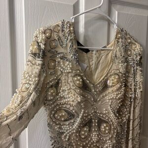 Rare Vintage Embellished 100% Silk Bridal Wedding Formal Dress